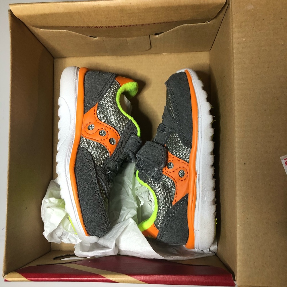 Saucony Gray Orange Neon Green Baby Walker Sneakers